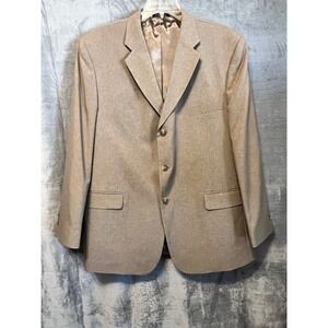 J. Ferrar 46R Tan Sport Coat Blazer 3 Button Polyester Lined Jacket Dominican